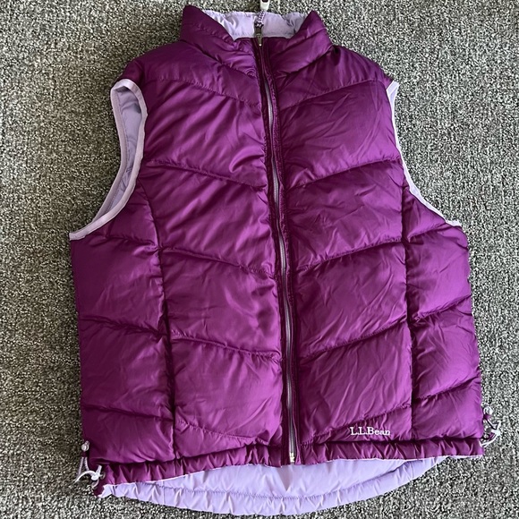 LL Bean Vest Goose Down Reversible Insulated Puffer Purple/light purple Small - Picture 5 of 10